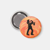 New York Boogie Nights Saxophone Orange Magnet (Vorderseite/Rückseite)