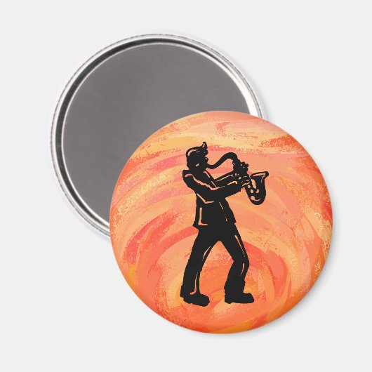 New York Boogie Nights Saxophone Orange Magnet (Vorderseite/Rückseite)