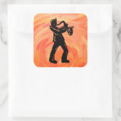 New York Boogie Nights Saxophone Orange Quadratischer Aufkleber (Tasche)
