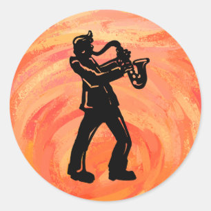 New York Boogie Nights Saxophone Orange Runder Aufkleber