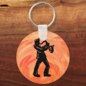 New York Boogie Nights Saxophone Orange Schlüsselanhänger (Vorderseite)