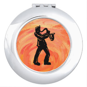 New York Boogie Nights Saxophone Orange Taschenspiegel