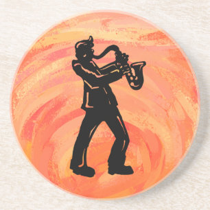 New York Boogie Nights Saxophone Orange Untersetzer