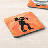 New York Boogie Nights Saxophone Orange Untersetzer (Linke Seite)
