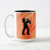 New York Boogie Nights Saxophone Orange Zweifarbige Tasse (Links)