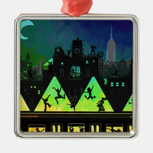 New York Boogie Nights Silbernes Ornament (Vorne)