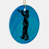 New York Boogie Nights Trumpet Blue Keramik Ornament (Rechts)