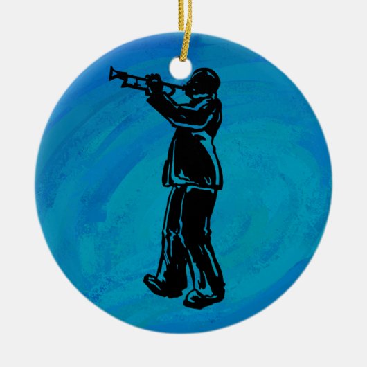 New York Boogie Nights Trumpet Blue Keramik Ornament (Vorne)