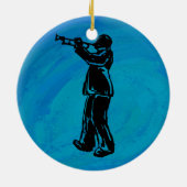 New York Boogie Nights Trumpet Blue Keramik Ornament (Hinten)