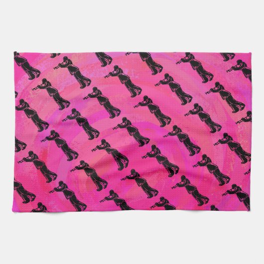 New York Boogie Nights Trumpet Hot Pink Geschirrtuch (Horizontal)