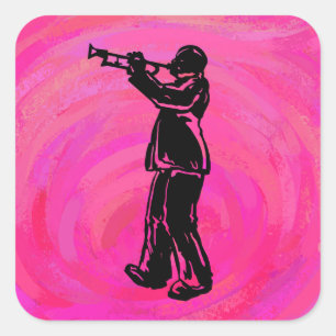 New York Boogie Nights Trumpet Hot Pink Quadratischer Aufkleber