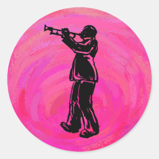 New York Boogie Nights Trumpet Hot Pink Runder Aufkleber