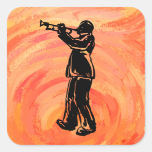New York Boogie Nights Trumpet Orange Quadratischer Aufkleber