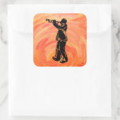 New York Boogie Nights Trumpet Orange Quadratischer Aufkleber (Tasche)