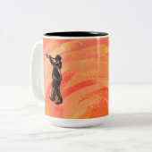 New York Boogie Nights Trumpet Orange Zweifarbige Tasse (Vorderseite Links)