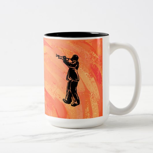 New York Boogie Nights Trumpet Orange Zweifarbige Tasse (Rechts)