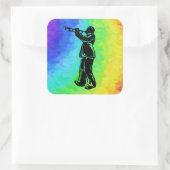 New York Boogie Nights Trumpet Rainbow Quadratischer Aufkleber (Tasche)