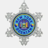New York bosnisch-amerikanische Weihnachtsdekorati Schneeflocken Zinn-Ornament (Vorderseite)