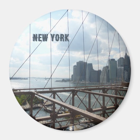 New York, Brooklyn Bridge Cust. Textfenster Magnet (Vorne)