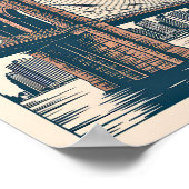 New York Brooklyn Bridge Skyline Bold Retro Travel Poster (Ecke)