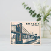 New York Brooklyn Bridge Skyline Bold Retro Travel Postkarte (Stehend Vorderseite)