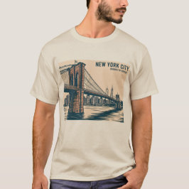 New York Brooklyn Bridge Skyline Bold Retro Travel T-Shirt