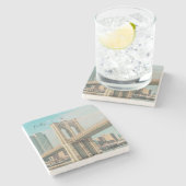 New York Brooklyn Bridge Steinuntersetzer (Seitenansicht)