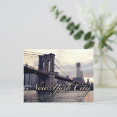 New York Brooklyn Bridge Sunset Postcard Postkarte (Stehend Vorderseite)