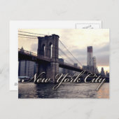 New York Brooklyn Bridge Sunset Postcard Postkarte (Vorne/Hinten)