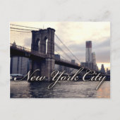 New York Brooklyn Bridge Sunset Postcard Postkarte (Vorderseite)