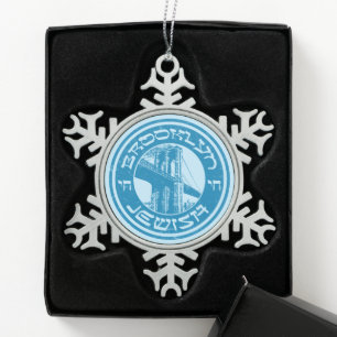 New York Brooklyn Jewish Holiday Schneeflocken Zinn-Ornament