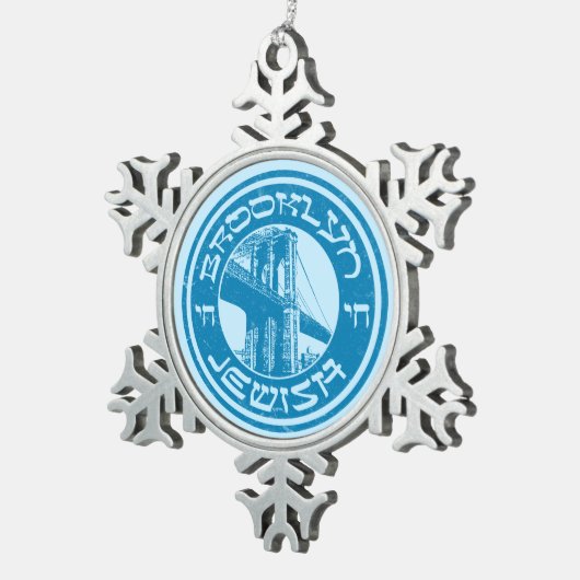New York Brooklyn Jewish Holiday Schneeflocken Zinn-Ornament (Rechts)