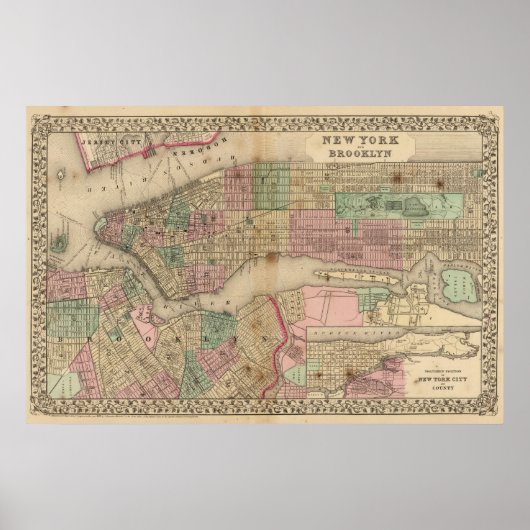 New York, Brooklyn Map von Mitchell Poster (Vorne)