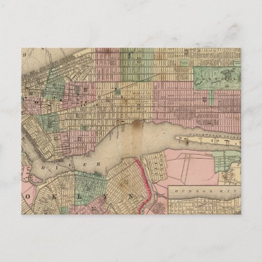 New York, Brooklyn Map von Mitchell Postkarte (Vorderseite)