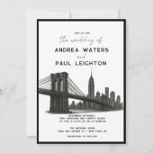 New York Brooklyn Modern Lustration Wedding Einladung (Vorderseite)
