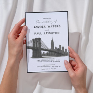 New York Brooklyn Modern Lustration Wedding Einladung