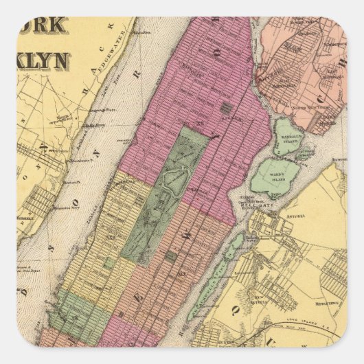New York, Brooklyn Quadratischer Aufkleber (Vorderseite)