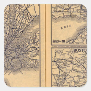 New York, Buffalo, Boston Quadratischer Aufkleber