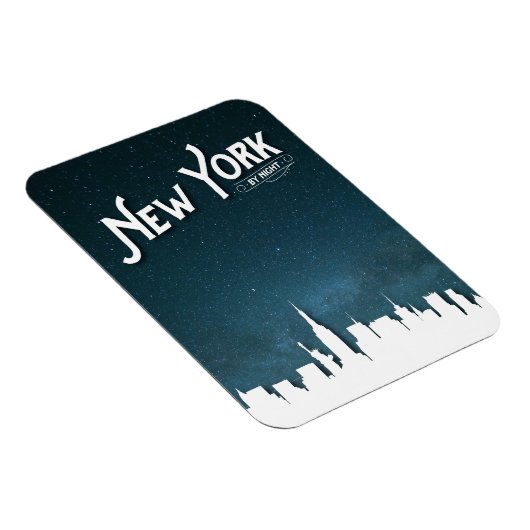 New York by night skyline - Flexibles Foto Magnet (Rechte Seite)