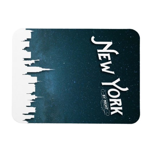 New York by night skyline - Flexibles Foto Magnet (Horizontal)