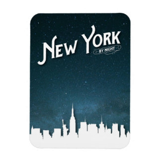 New York by night skyline - Flexibles Foto Magnet
