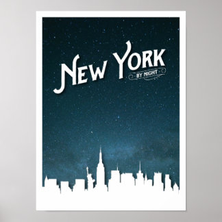 New York by night skyline - Poster