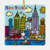 New York Cartoons Sightseeing Gebäude Keramikornament (Vorderseite)