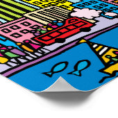 New York Cartoons Sightseeing Gebäude Poster (Ecke)