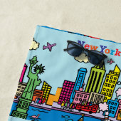 New York Cartoons Sightseeing Gebäude Strandtuch (Beispiel)