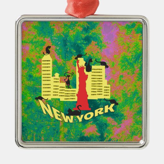 NEW YORK Cat Ornament Aus Metall (Vorne)