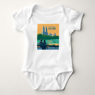 New York Central Park Bench Baby Strampler