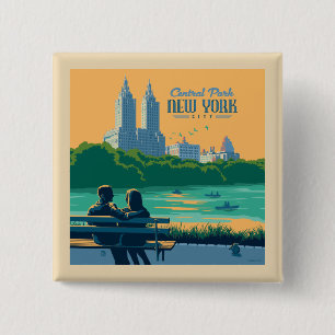 New York Central Park Bench Button