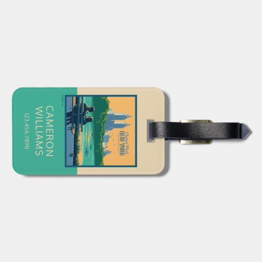 New York Central Park Bench Gepäckanhänger (Rückseite horizontal)