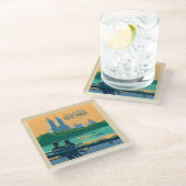 New York Central Park Bench Glasuntersetzer (Schrägansicht)